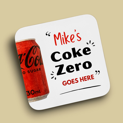 Coke zero coaster personalised - zero,